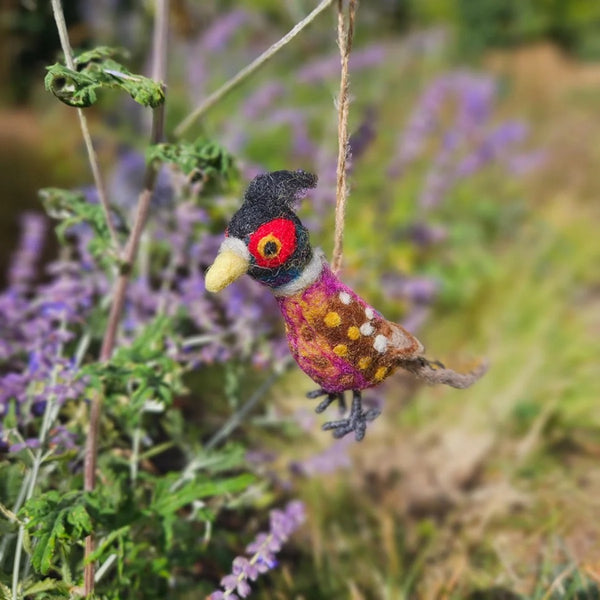Phillipa Pheasant Needle Felted Hanging Decoration