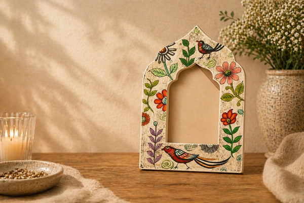Hand Painted Floral Arched Photo Frame 4 x 6"