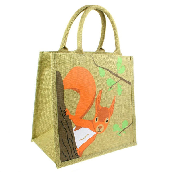 Red Squirrel Jute Shopper Bag
