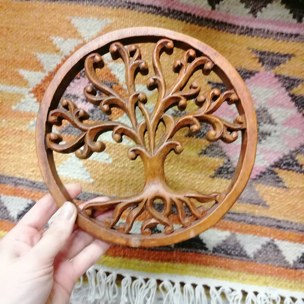 Curly Tree of Life Wooden Plaque