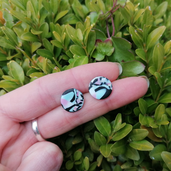 Round Pastel Fimo Stud Earrings