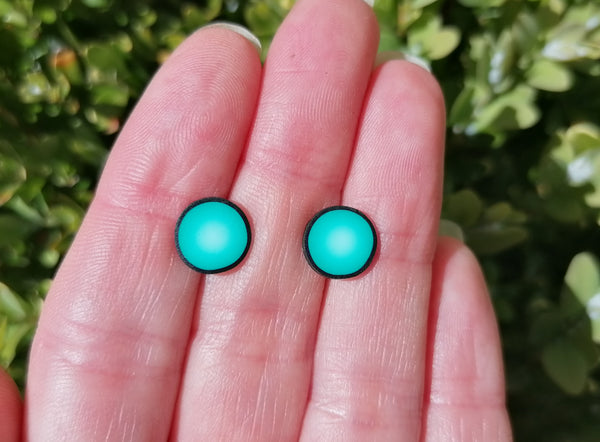 Small Green White Blended Fimo Stud Earrings