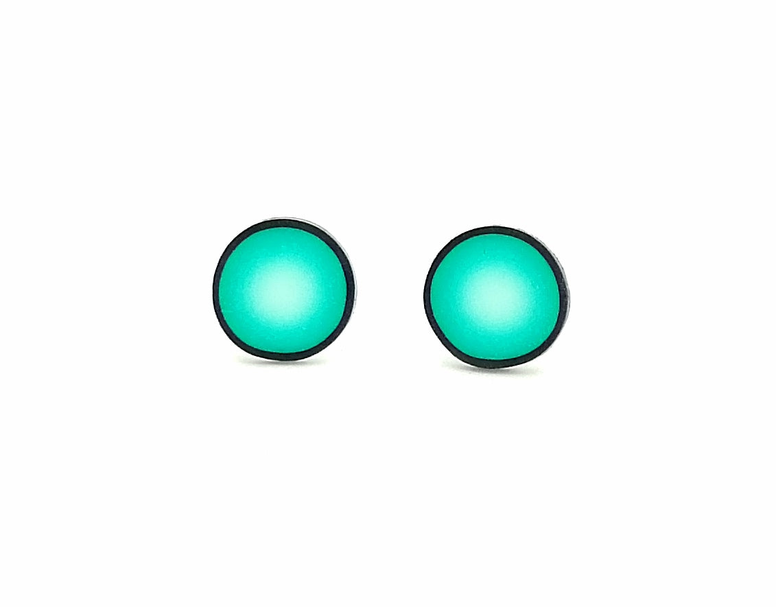 Small Green White Blended Fimo Stud Earrings