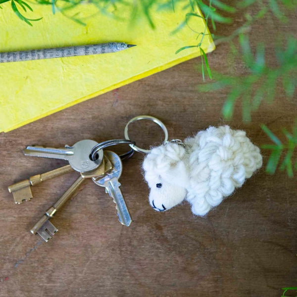 Felt Sheep Keyring