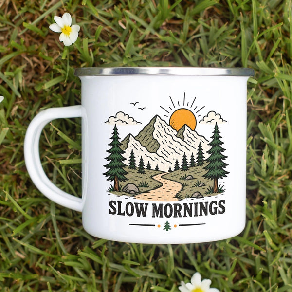 Slow Mornings Enamel Mug