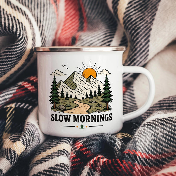 Slow Mornings Enamel Mug