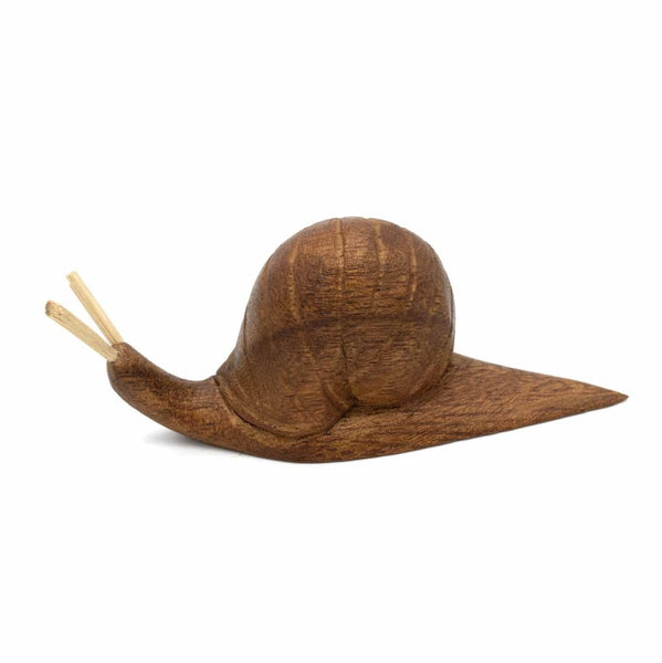 Small Hand Carved Wooden Snail