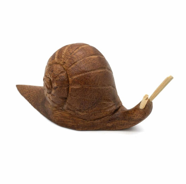Small Hand Carved Wooden Snail