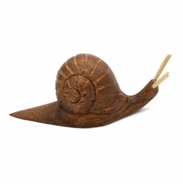 Small Hand Carved Wooden Snail