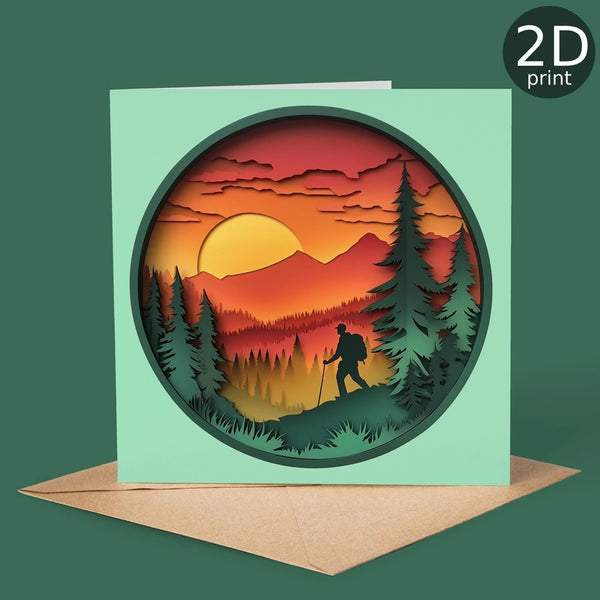 Sunset Hiker Greetings Card GP22