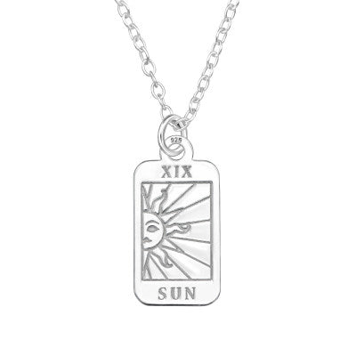 The Sun Tarot Card Silver Pendant