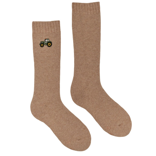 Tractor Embroidered Boot Socks