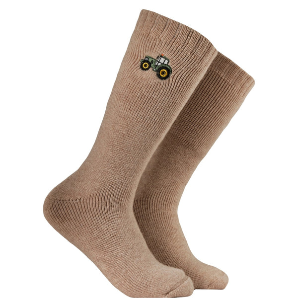 Tractor Embroidered Boot Socks