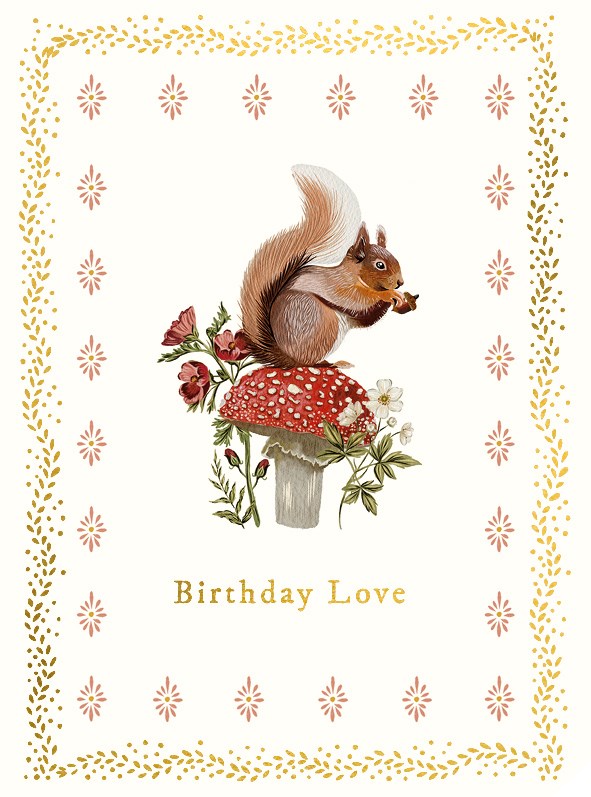 Birthday Love Squirrel Greetings Card