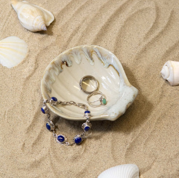 White Ceramic Shell Trinket Dish