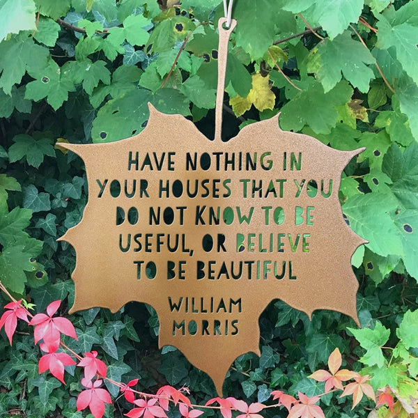 William Morris Leaf Quote Wall Plaque