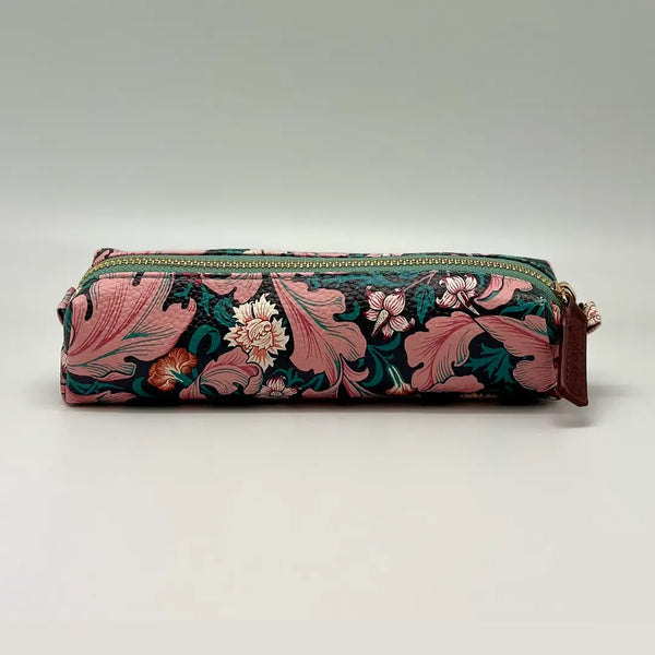 Floral-patterned pencil case on a light gray background