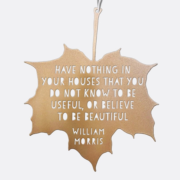 William Morris Leaf Quote Wall Plaque