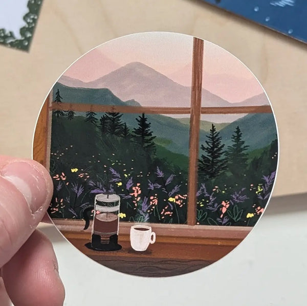 Window to the Mountains Vinyl Sticker