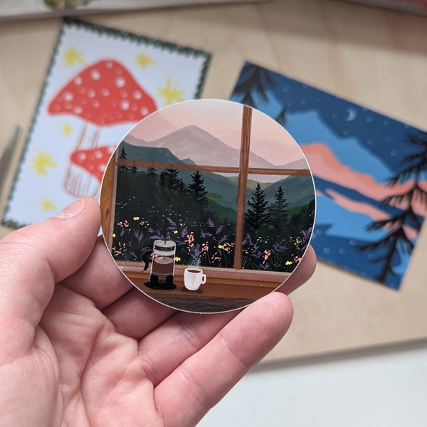 Window to the Mountains Vinyl Sticker