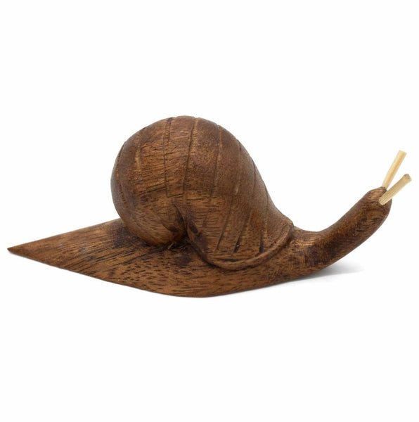 Large Hand Carved Wooden Snail