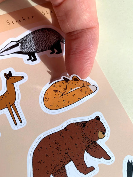 Woodland Animals Vinyl Sticker Sheet