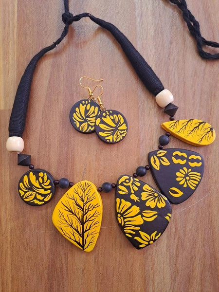 Yellow Dark Forest Clay Jewellery Set