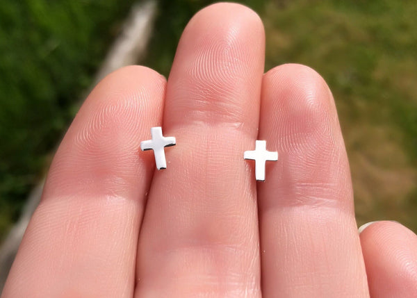 Cross Sterling Silver Stud Earrings