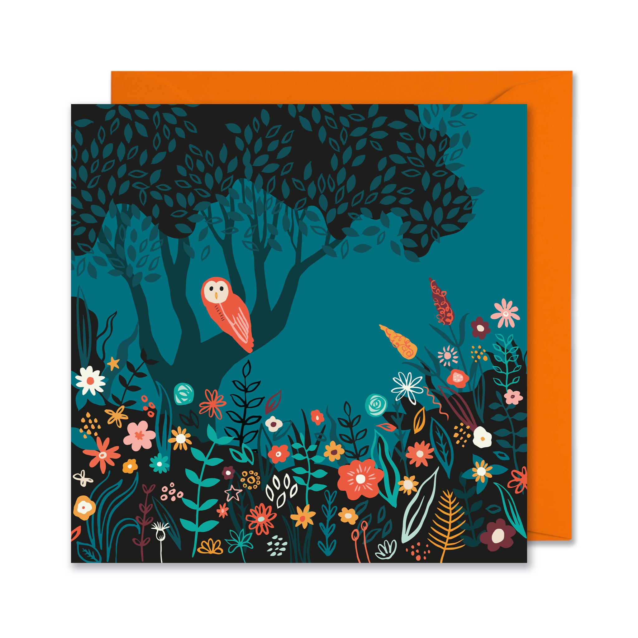 Owl Midnight Garden Greetings Card