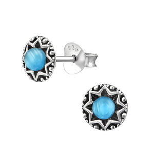 Chalcedoney Star Sterling Silver Stud Earrings