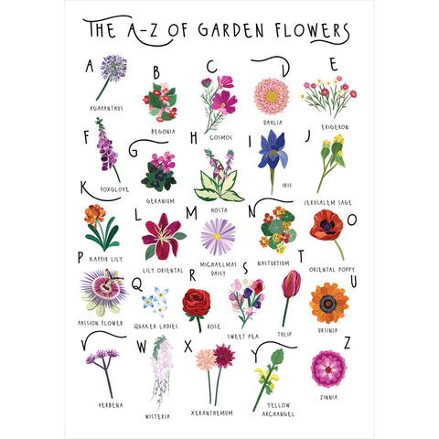 A-Z of Garden Flowers Greetings Card