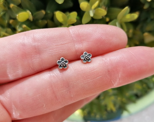 Tiny Flower Sterling Silver Stud Earrings