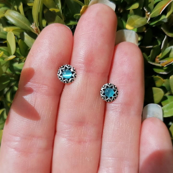 Chalcedoney Star Sterling Silver Stud Earrings