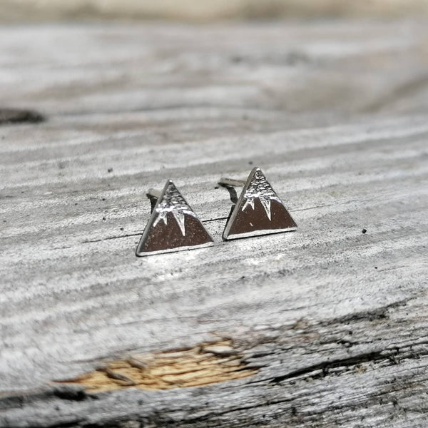Triangle Mountain Sterling Silver Stud Earrings