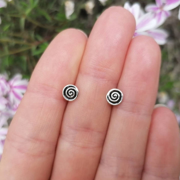 Spiral Sterling Silver Stud Earrings