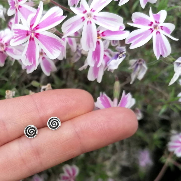 Spiral Sterling Silver Stud Earrings