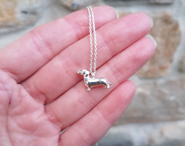 Sausage Dog Necklace in Silver