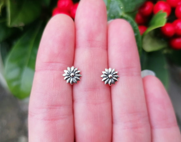 Flower Sterling Silver Stud Earrings