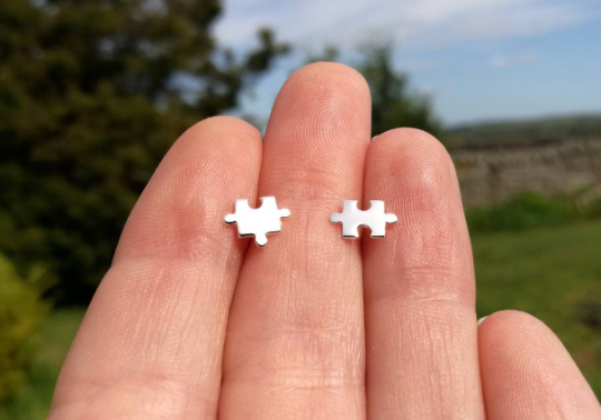 Jigsaw Sterling Silver Stud Earrings