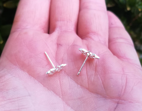 Lotus Flower Sterling Silver Stud Earrings