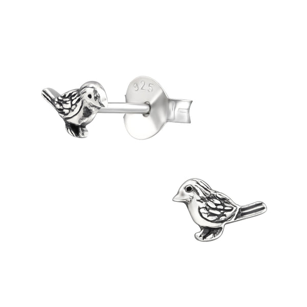 Tiny Bird Sterling Silver Stud Earrings
