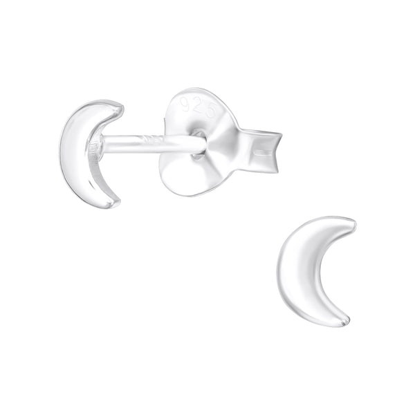 Crescent Moon Sterling Silver Stud Earrings