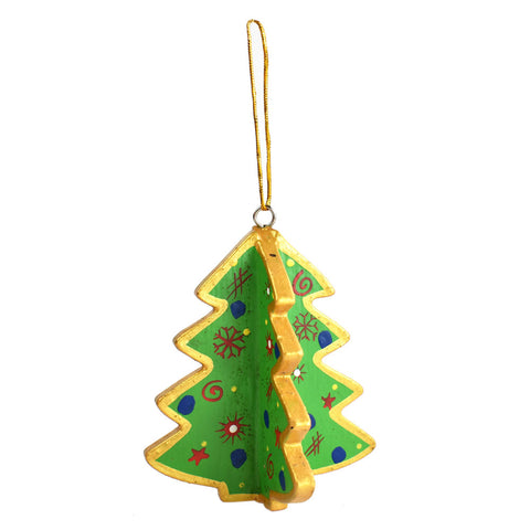 Christmas Tree Painted Wooden Hanging Decoration