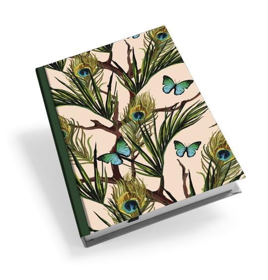 Peacocks and Butterflies Hardback Lined Journal Available in A5 and A6