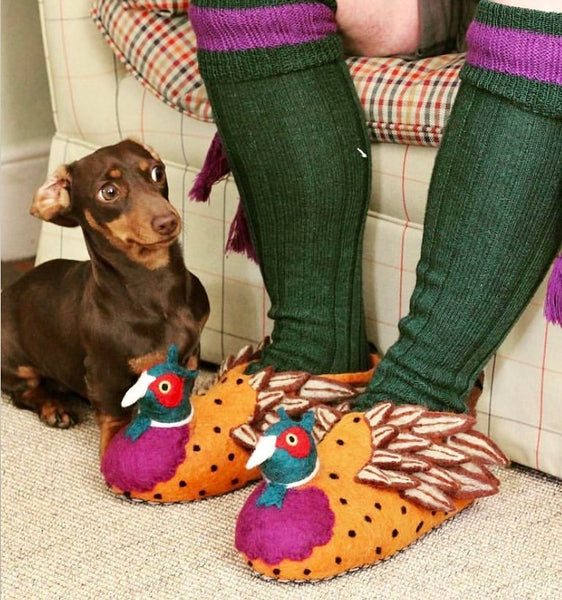 Adult Freddie the Pheasant Felt Slippers