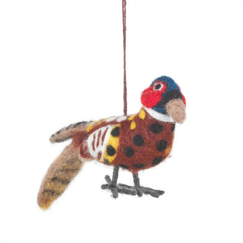 Pheasant Needle Felted Hanging Decoration