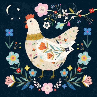 Floral Hen Greetings Card