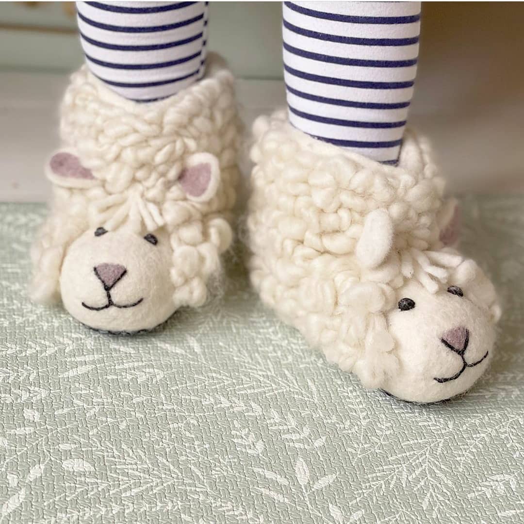 Kids' Shirley Sheep Felt Slippers – Olive and Myrtle