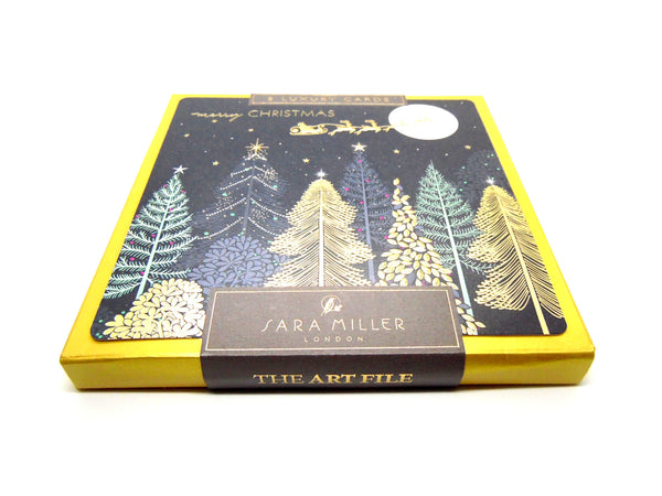 Sleigh Over Forest Luxury Christmas Cards Box of 8