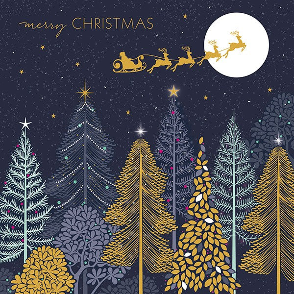 Sleigh Over Forest Luxury Christmas Cards Box of 8